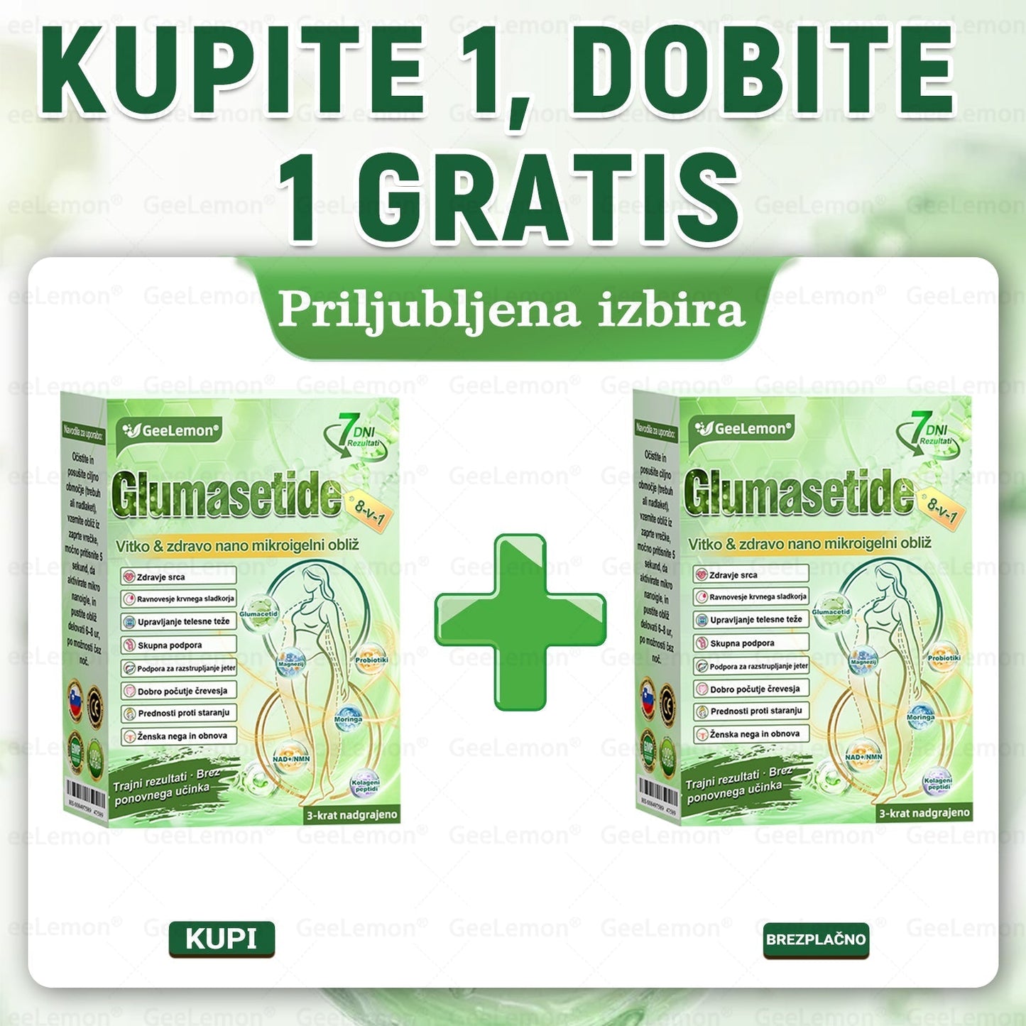 💥Registrirano pri JAZMP in GMP certificirano👩‍⚕️🎁 𝐆𝐞𝑒𝐿𝑒𝐦𝐨𝐧® 𝐆𝐥𝐮𝐦𝐚𝐬𝐞𝐭𝐢𝐝𝐞 8 v 1 Hujševalni in zdravju namenjen nano obliž z mikroiglicami 🇸🇮 (Samo enkrat na dan, vidne spremembe že v 7 dneh) ✅